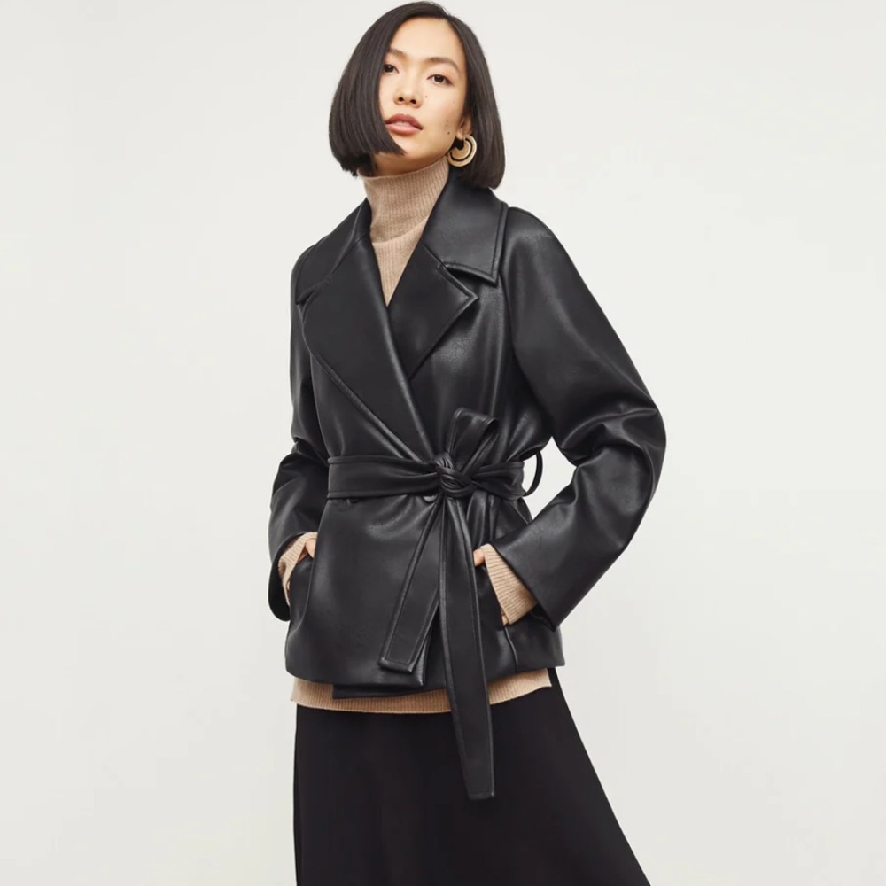 MM La Fleur The Alphonso Jacket Vegan Leather Black Size XS